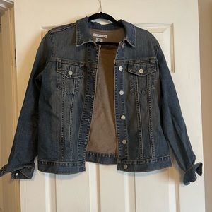 Cropped dark denim jacket